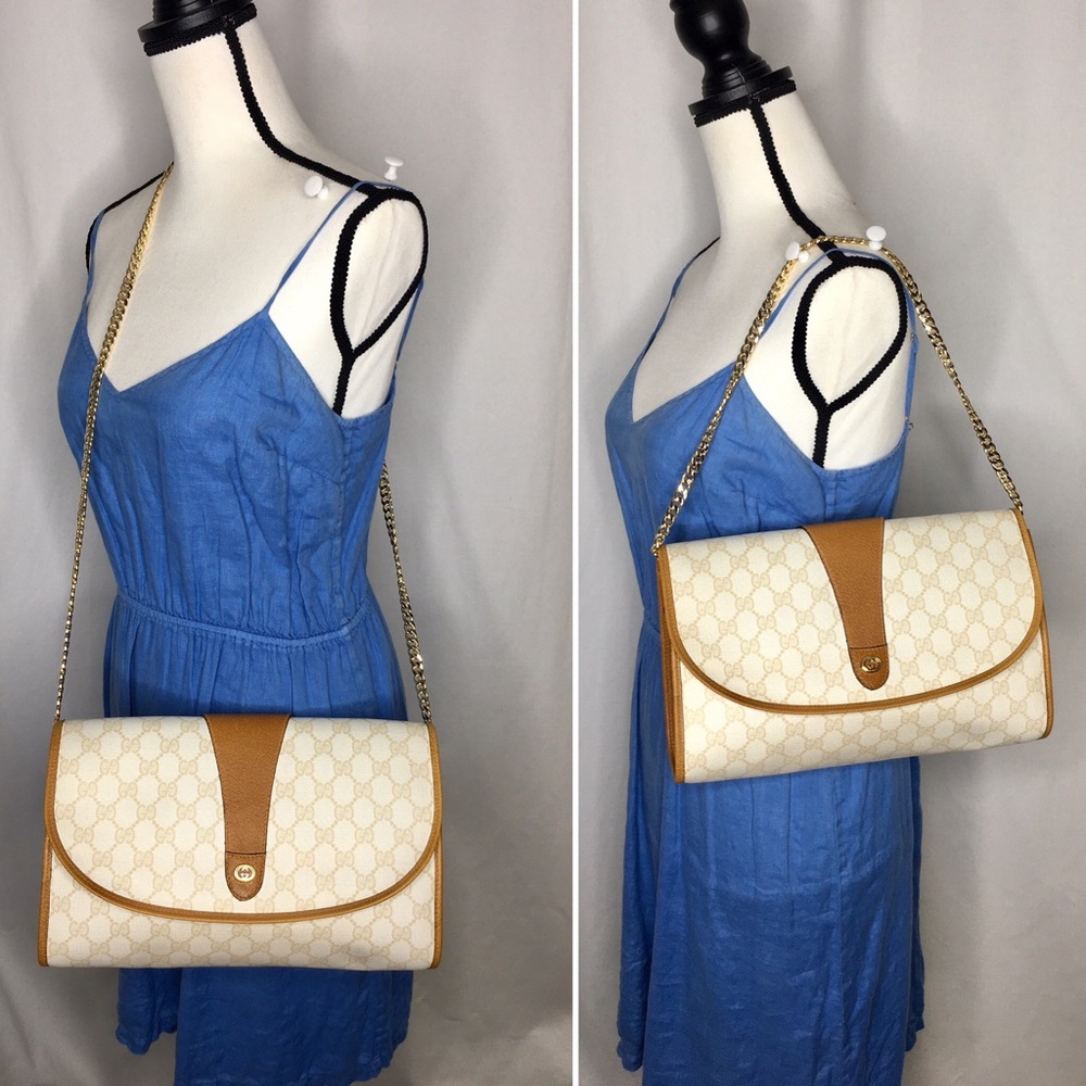 Authentic Gucci white monogram coated canvas crossbody bag - Picture 2 of 16